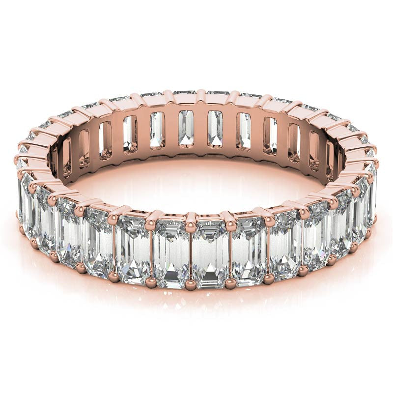 4x2mm Emerald Moissanite Eternity Ring
