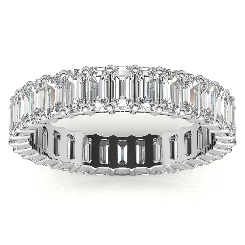 4x2mm Emerald Moissanite Eternity Ring