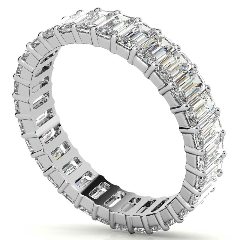 4x2mm Emerald Moissanite Eternity Ring