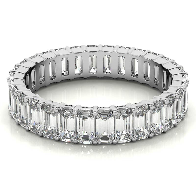 4x2mm Emerald Moissanite Eternity Ring