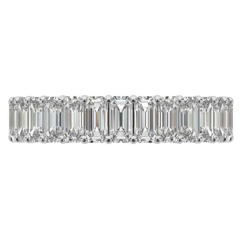 4x2mm Emerald Moissanite Eternity Ring