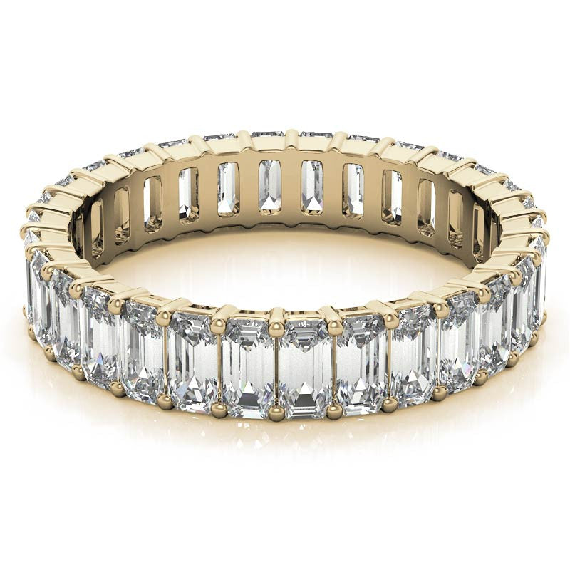 4x2mm Emerald Moissanite Eternity Ring
