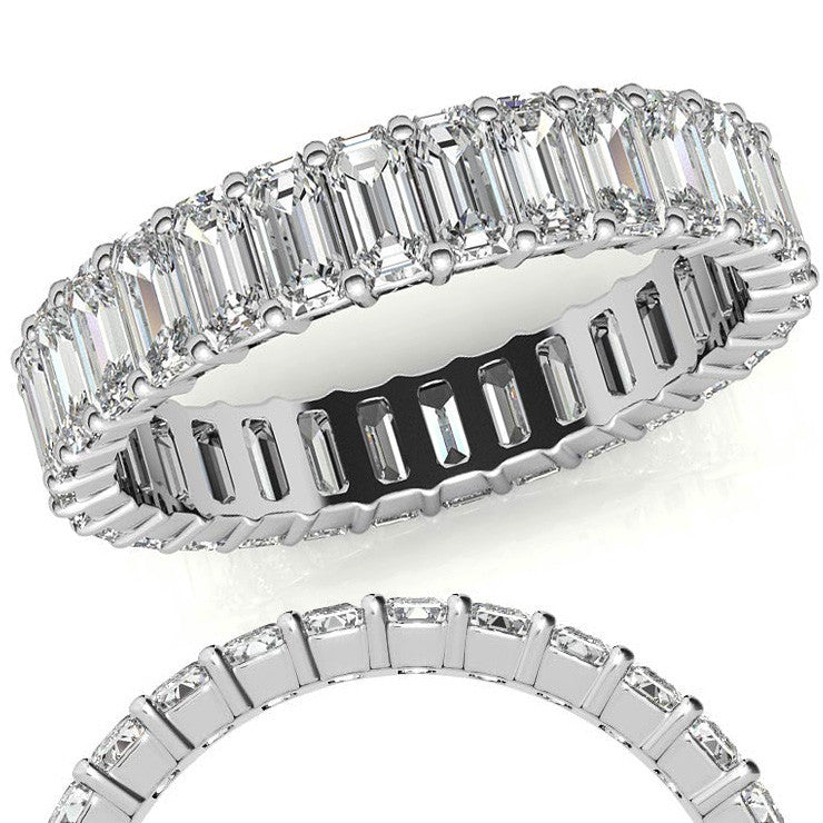 4x2mm Emerald Moissanite Eternity Ring