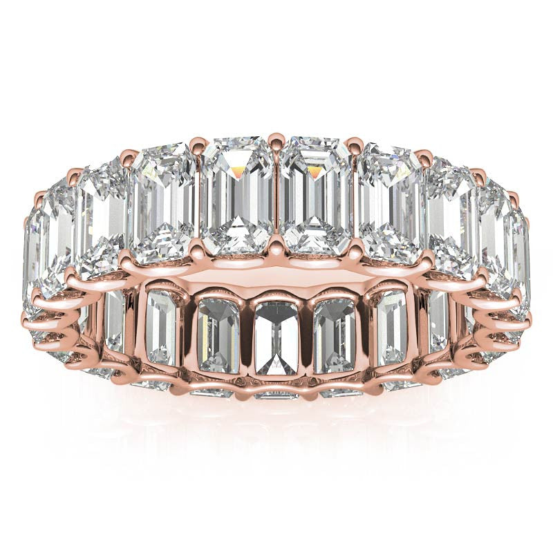 5x3mm U-Prong Emerald Moissanite Eternity Ring