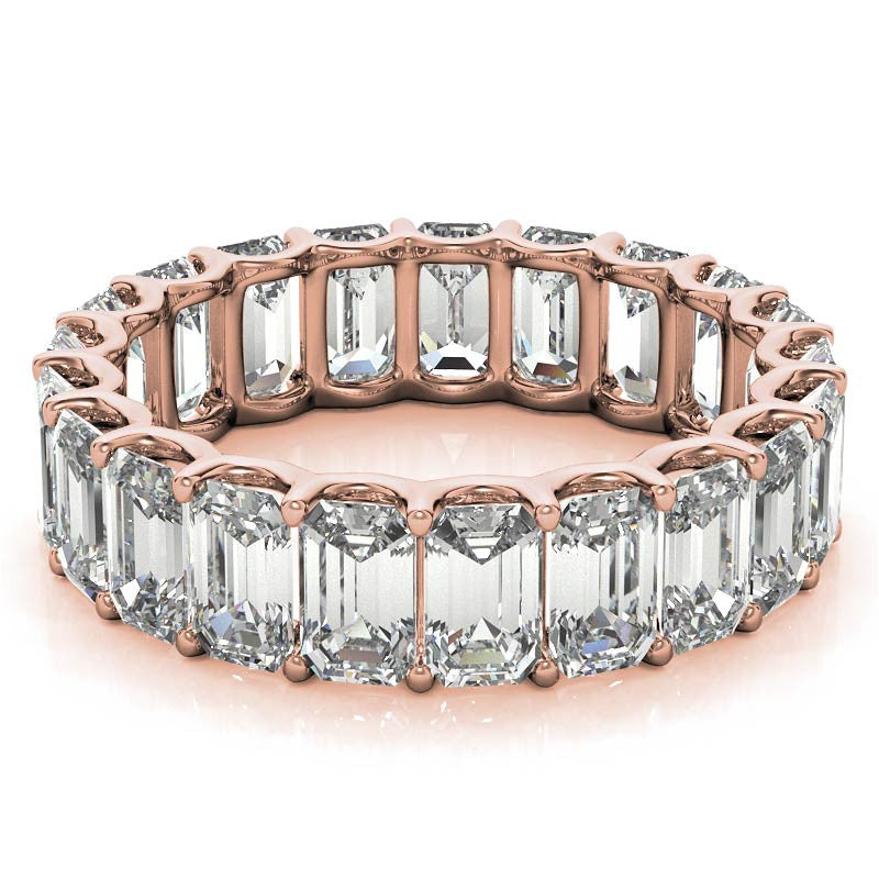 5x3mm U-Prong Emerald Moissanite Eternity Ring