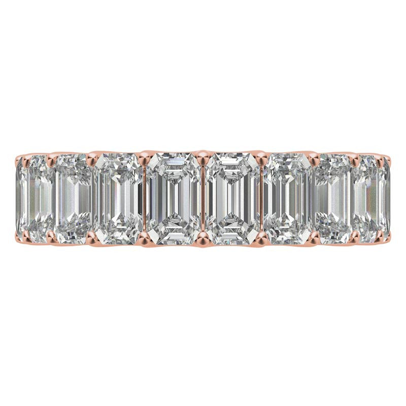 5x3mm U-Prong Emerald Moissanite Eternity Ring