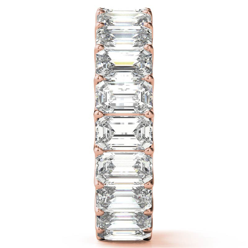 5x3mm U-Prong Emerald Moissanite Eternity Ring