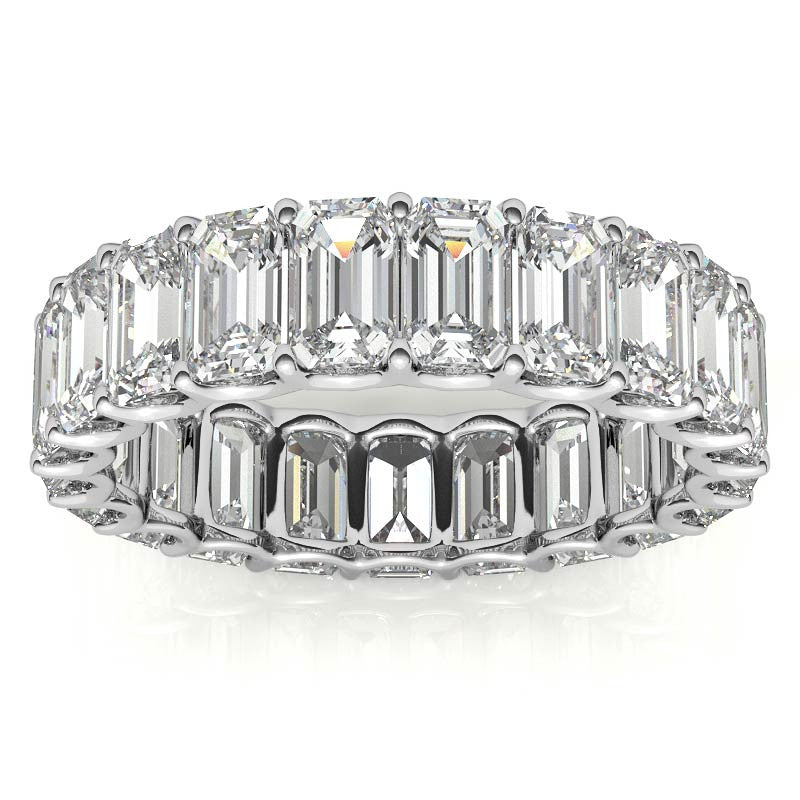 5x3mm U-Prong Emerald Moissanite Eternity Ring