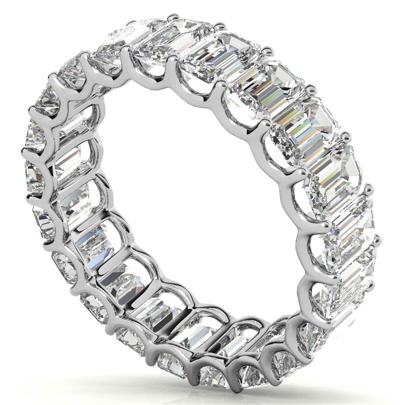 5x3mm U-Prong Emerald Moissanite Eternity Ring