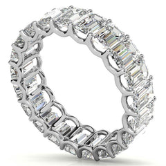 5x3mm U-Prong Emerald Moissanite Eternity Ring