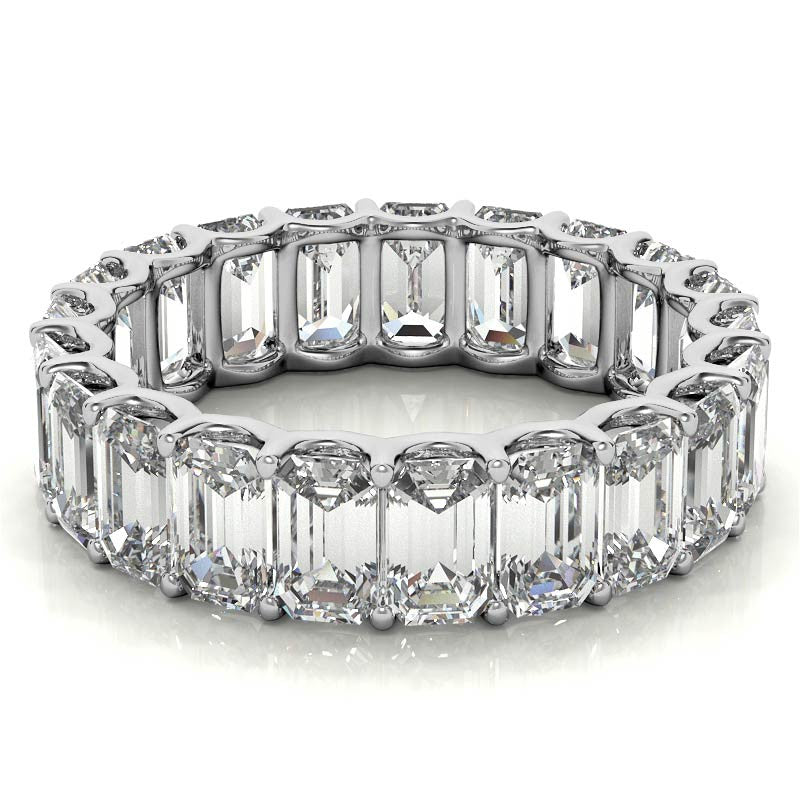5x3mm U-Prong Emerald Moissanite Eternity Ring