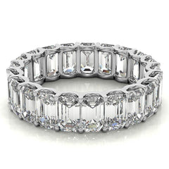 5x3mm U-Prong Emerald Moissanite Eternity Ring