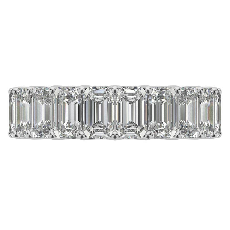 5x3mm U-Prong Emerald Moissanite Eternity Ring