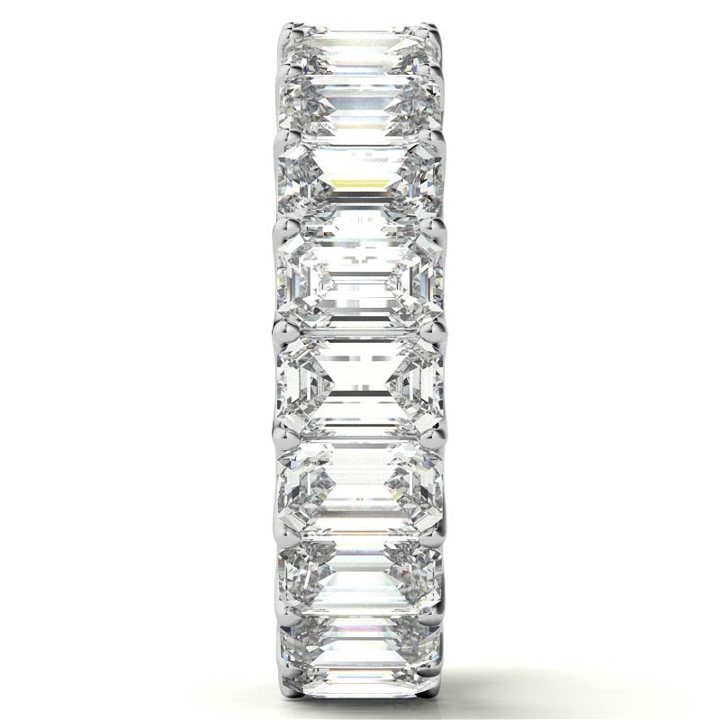 5x3mm U-Prong Emerald Moissanite Eternity Ring