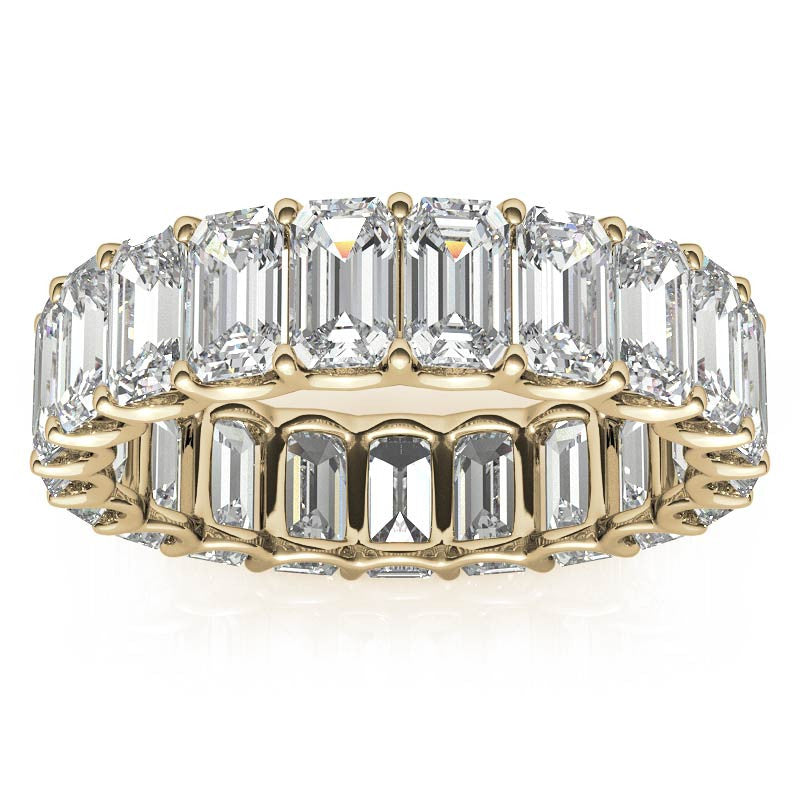 5x3mm U-Prong Emerald Moissanite Eternity Ring
