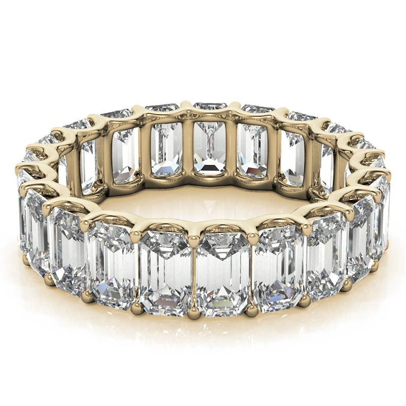 5x3mm U-Prong Emerald Moissanite Eternity Ring