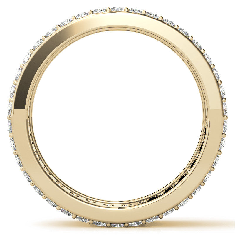 Round and Baguette Moissanite Triple Row Wide Eternity Ring