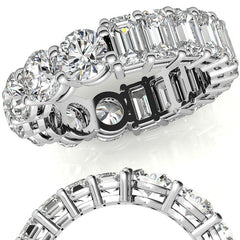 Round and Emerald Moissanite Duo Eternity Ring - 5.5mm
