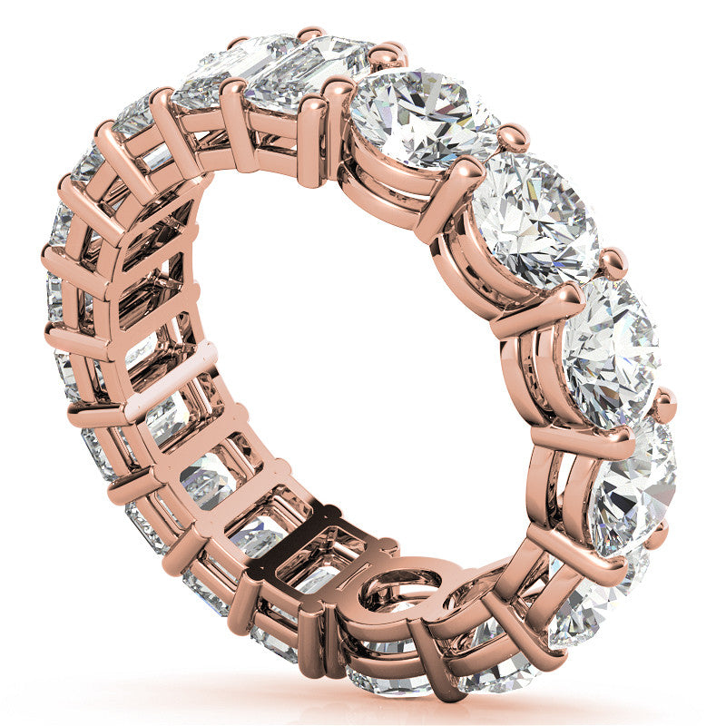 Round and Emerald Moissanite Duo Eternity Ring - 5.5mm