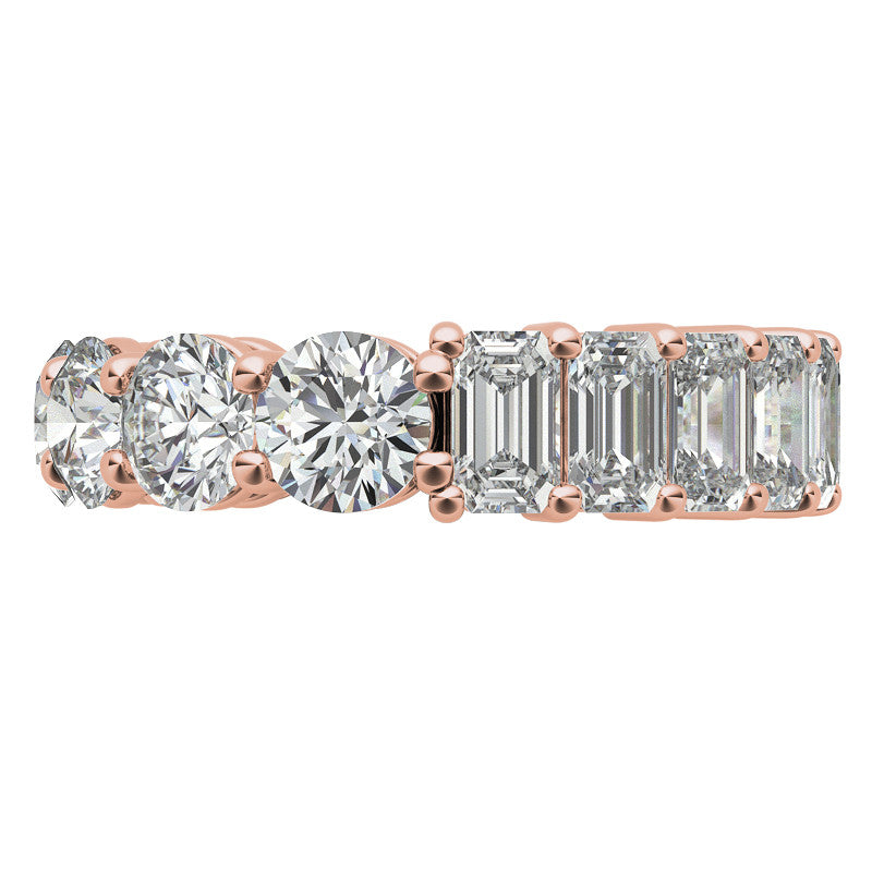 Round and Emerald Moissanite Duo Eternity Ring - 5.5mm