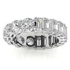 Round and Emerald Moissanite Duo Eternity Ring - 5.5mm