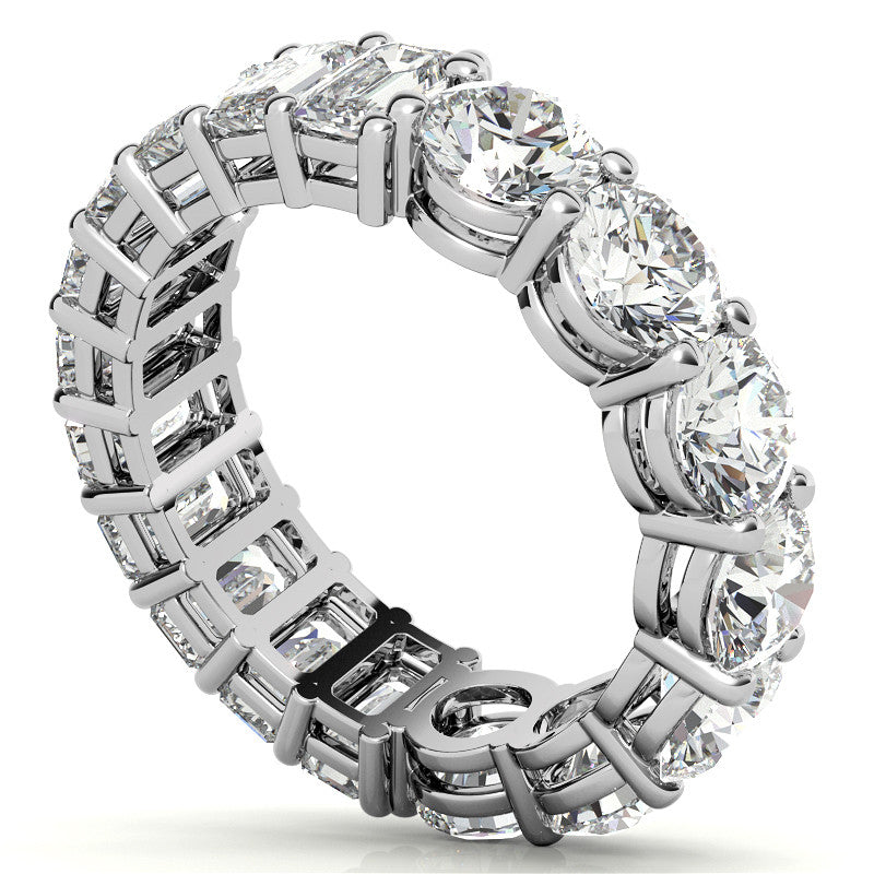 Round and Emerald Moissanite Duo Eternity Ring - 5.5mm