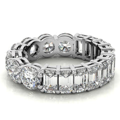 Round and Emerald Moissanite Duo Eternity Ring - 5.5mm
