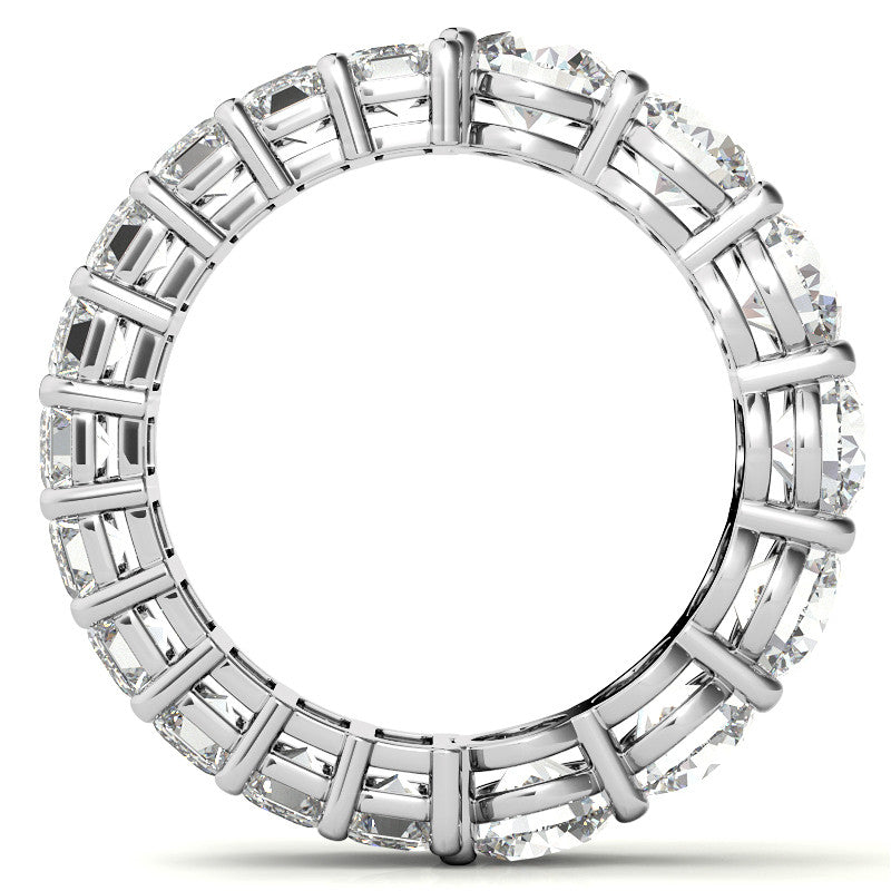 Round and Emerald Moissanite Duo Eternity Ring - 5.5mm