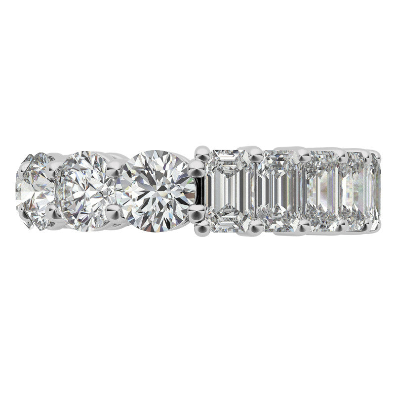 Round and Emerald Moissanite Duo Eternity Ring - 5.5mm