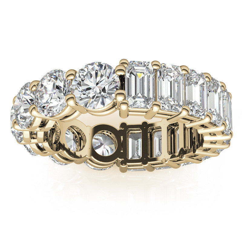 Round and Emerald Moissanite Duo Eternity Ring - 5.5mm