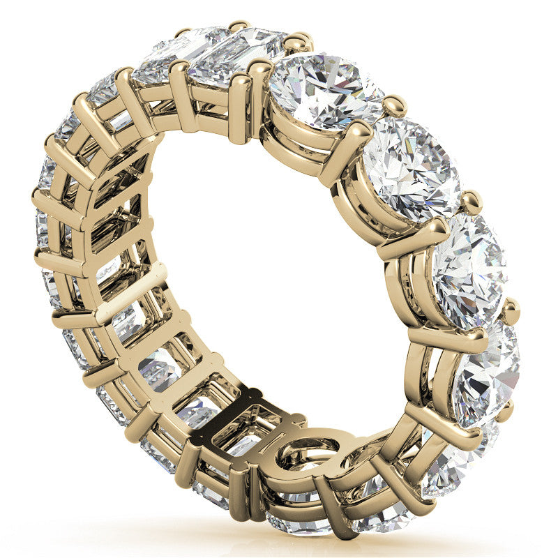 Round and Emerald Moissanite Duo Eternity Ring - 5.5mm