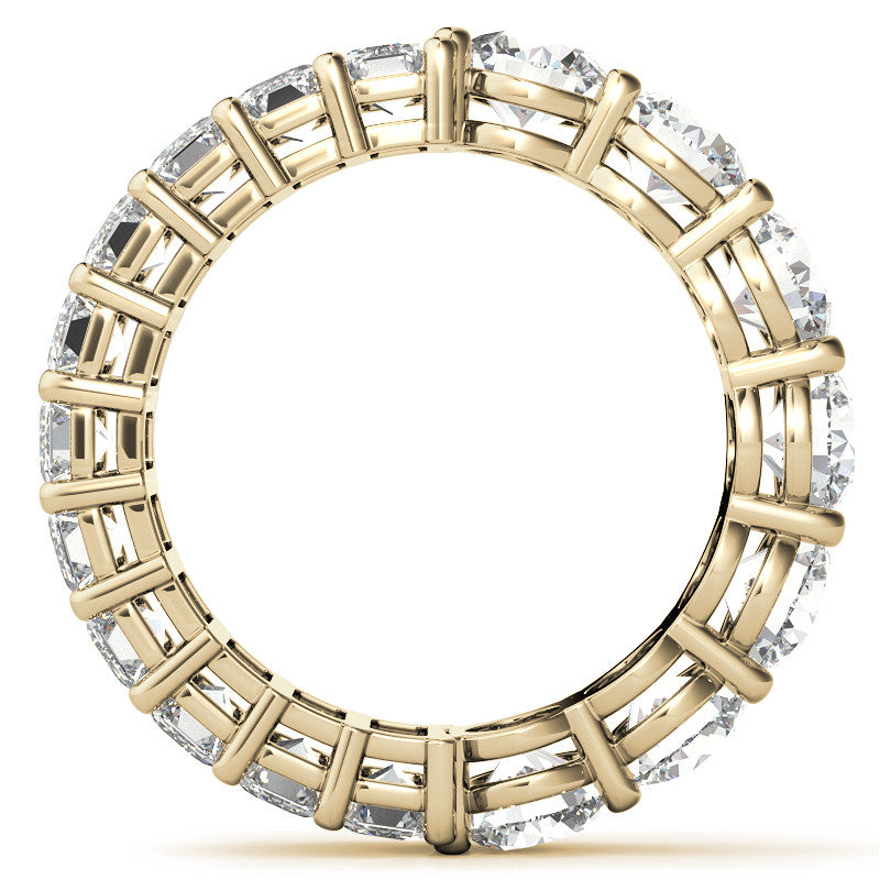 Round and Emerald Moissanite Duo Eternity Ring - 5.5mm