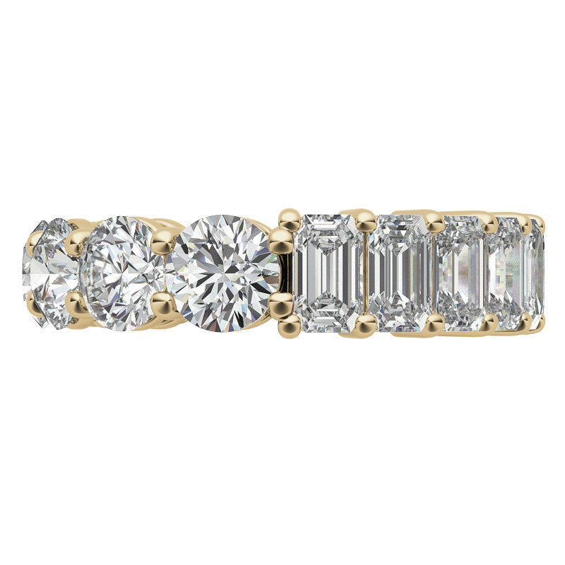 Round and Emerald Moissanite Duo Eternity Ring - 5.5mm