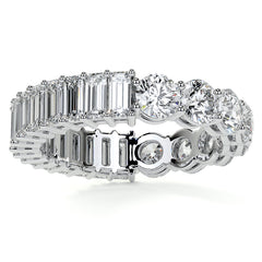 Round and Emerald Moissanite Duo Eternity Ring
