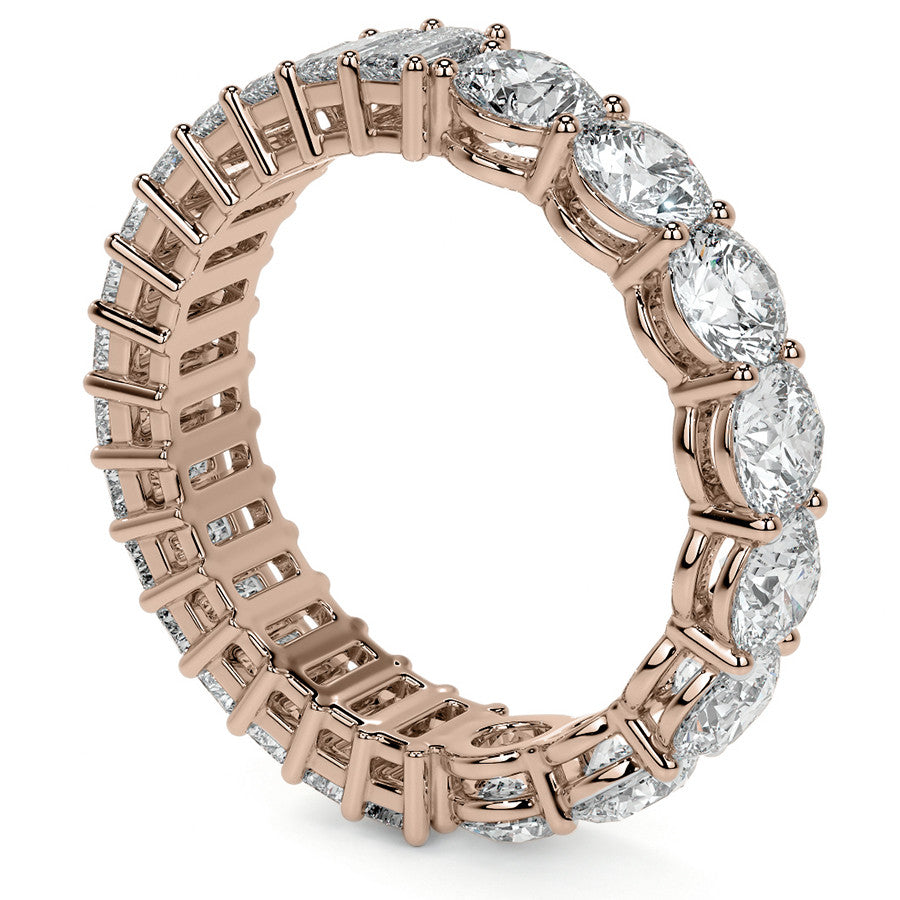 Round and Emerald Moissanite Duo Eternity Ring