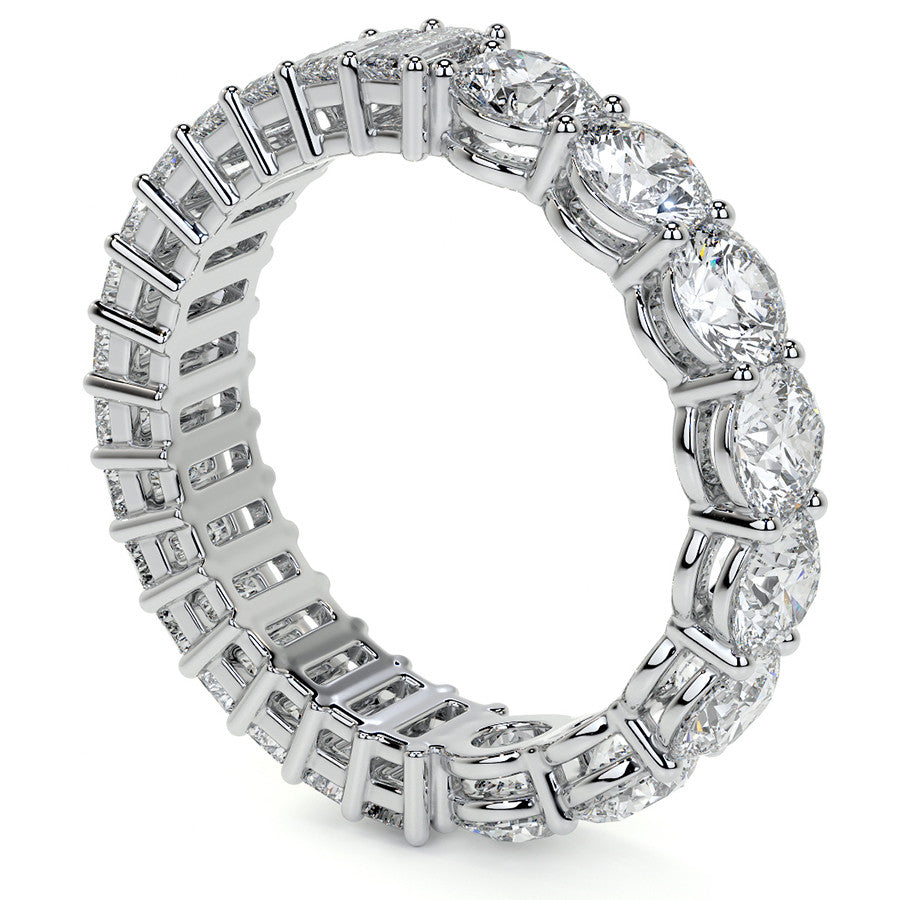 Round and Emerald Moissanite Duo Eternity Ring