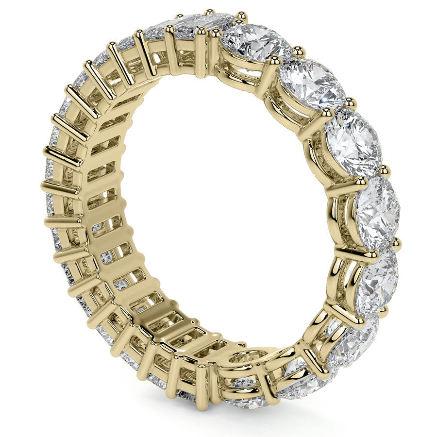 Round and Emerald Moissanite Duo Eternity Ring