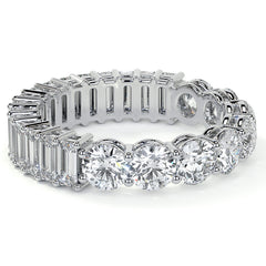 Round and Emerald Moissanite Duo Eternity Ring