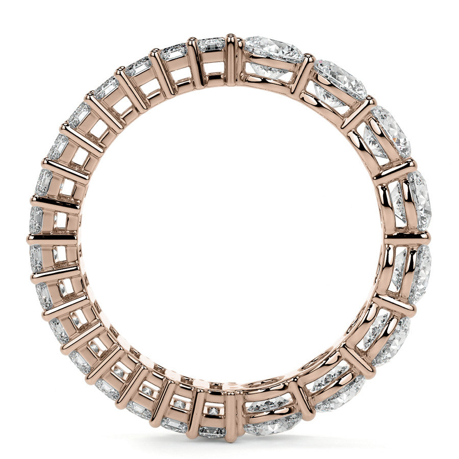 Round and Emerald Moissanite Duo Eternity Ring