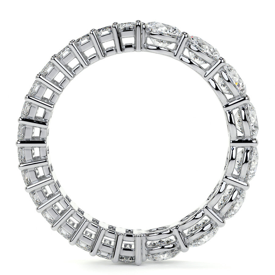 Round and Emerald Moissanite Duo Eternity Ring
