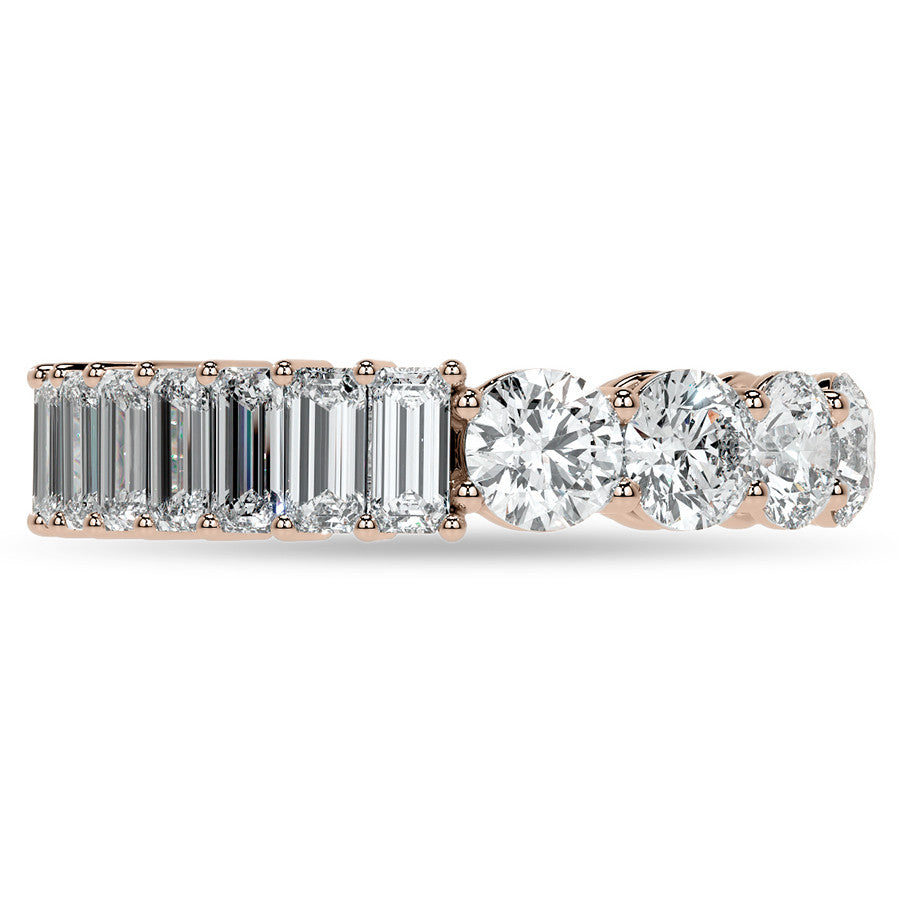 Round and Emerald Moissanite Duo Eternity Ring