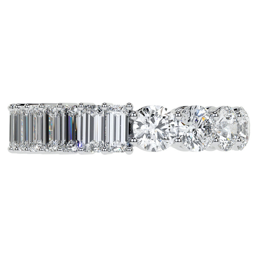 Round and Emerald Moissanite Duo Eternity Ring