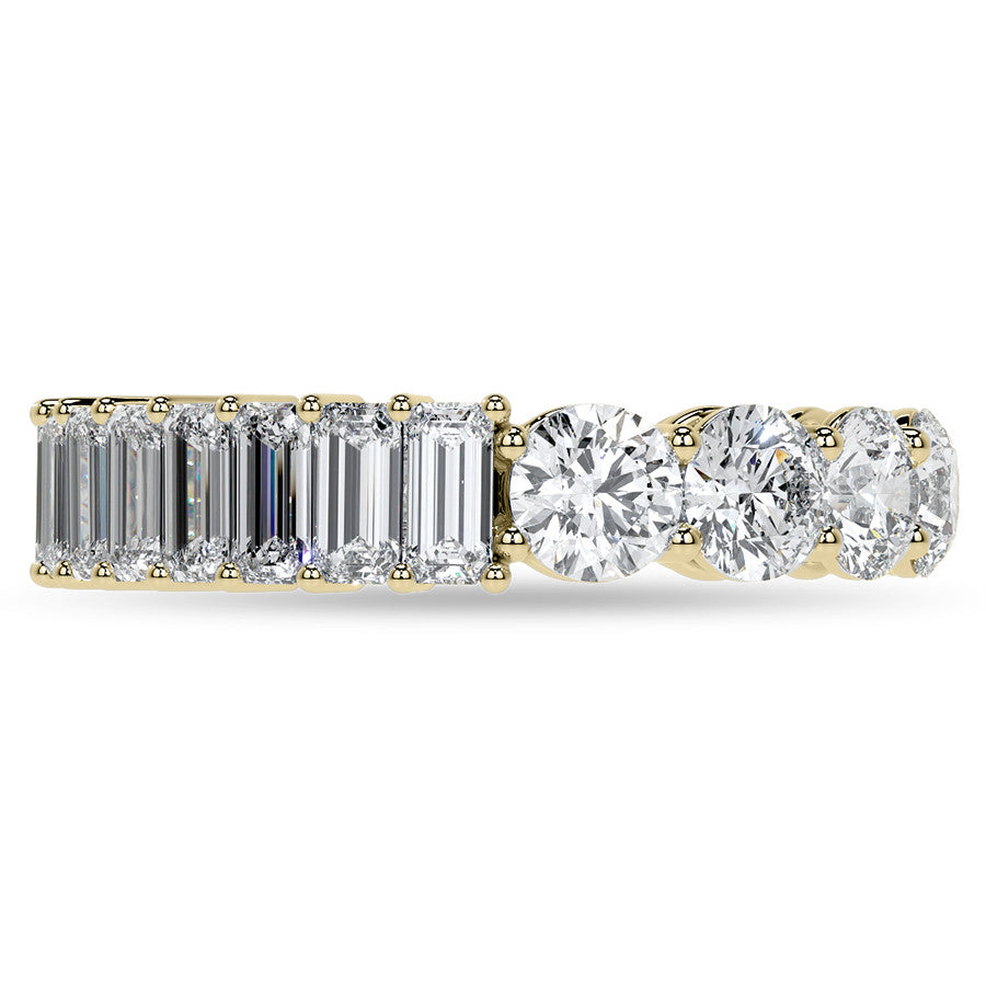 Round and Emerald Moissanite Duo Eternity Ring