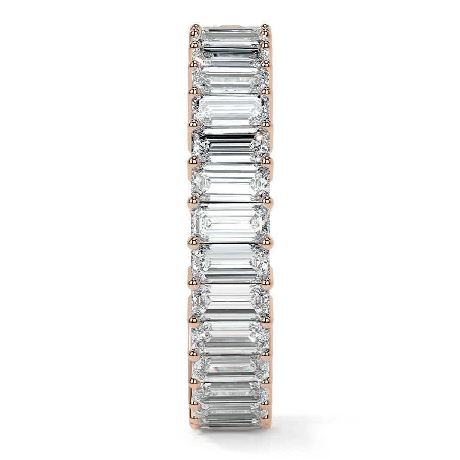 Round and Emerald Moissanite Duo Eternity Ring