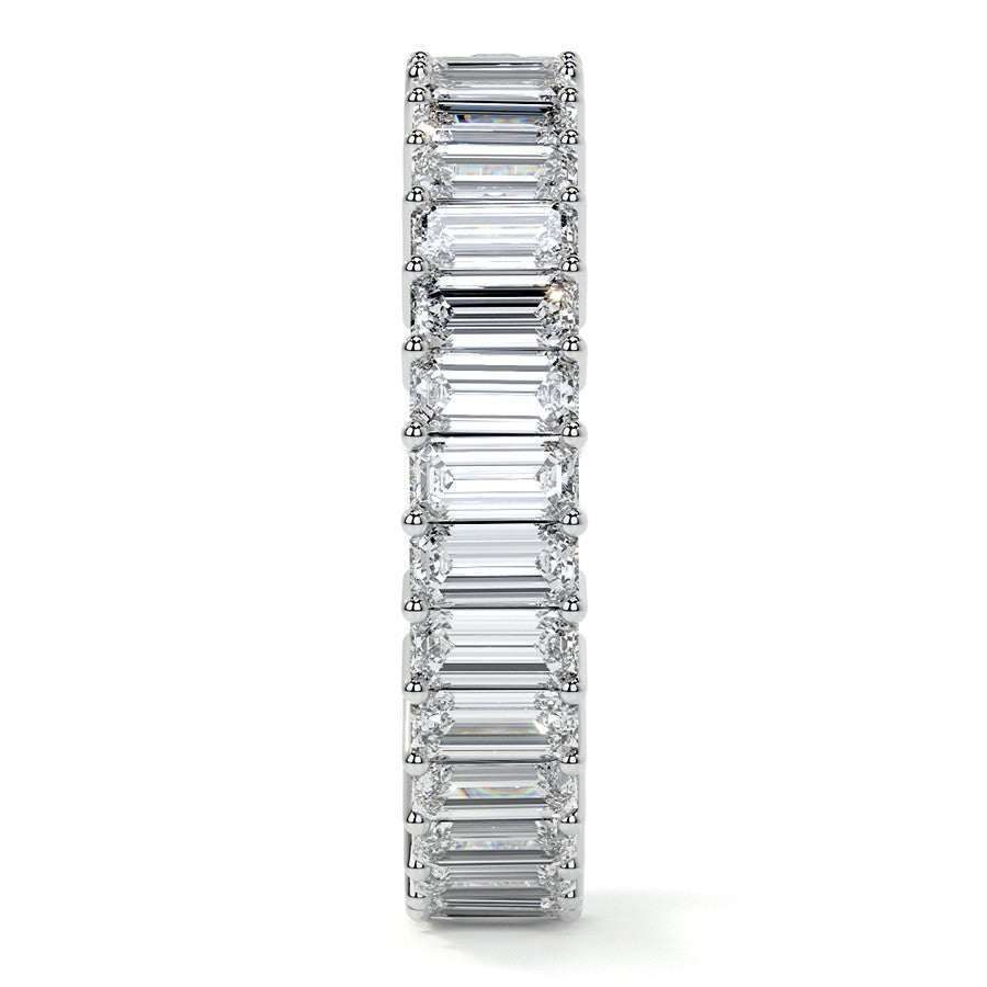 Round and Emerald Moissanite Duo Eternity Ring