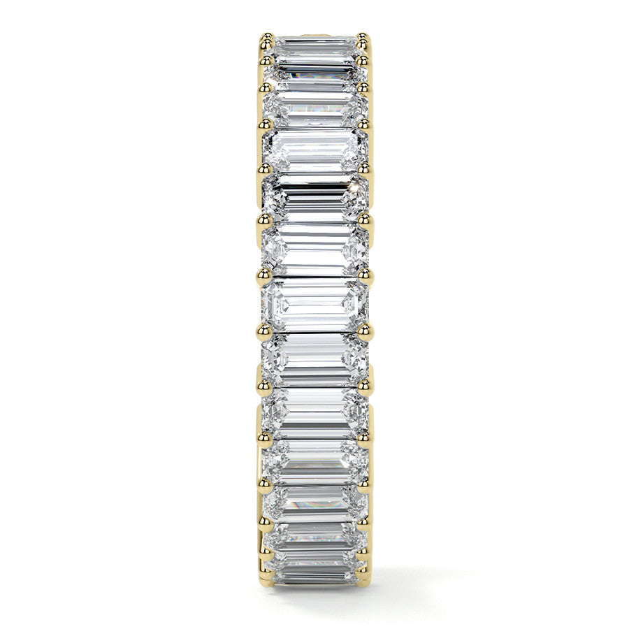 Round and Emerald Moissanite Duo Eternity Ring