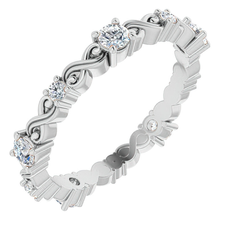 2.5mm Infinity Inspired Round Brilliant Moissanite Eternity Ring