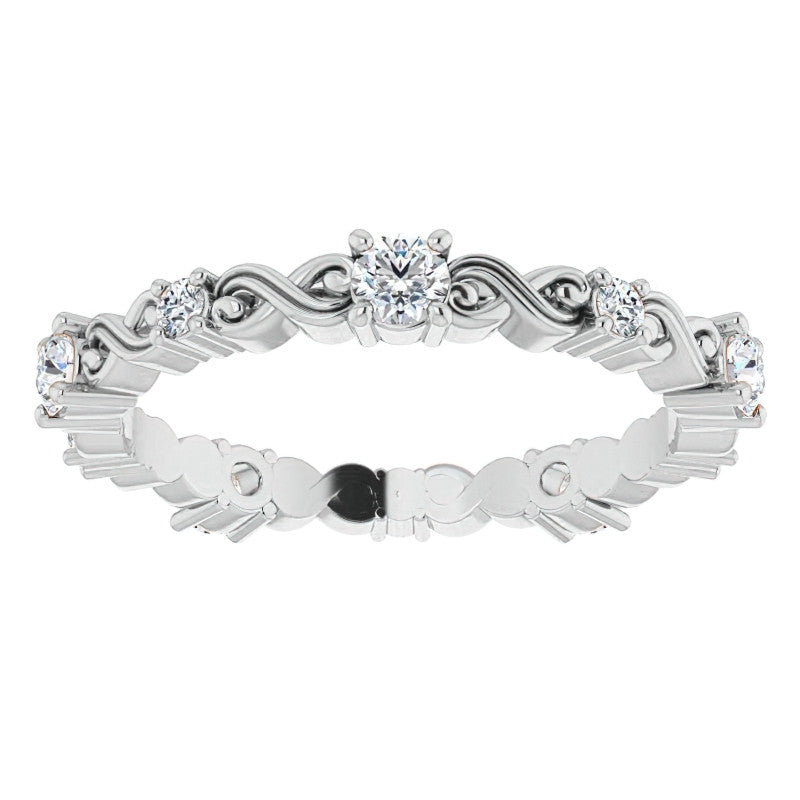 2.5mm Infinity Inspired Round Brilliant Moissanite Eternity Ring