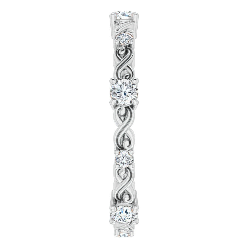 2.5mm Infinity Inspired Round Brilliant Moissanite Eternity Ring