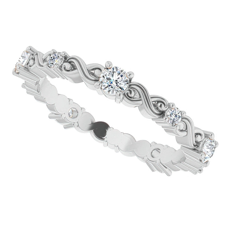 2.5mm Infinity Inspired Round Brilliant Moissanite Eternity Ring